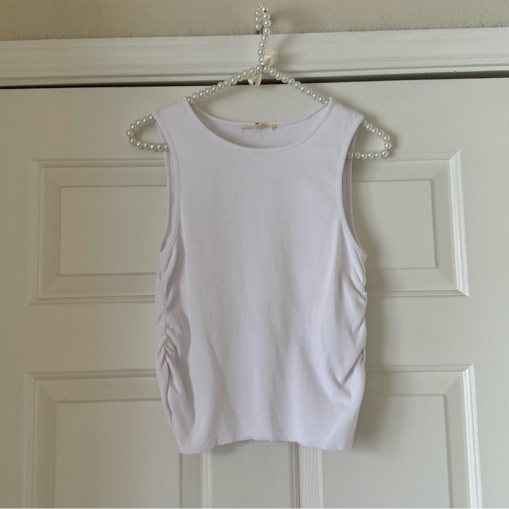 Copper Key White Ruched Side Tank